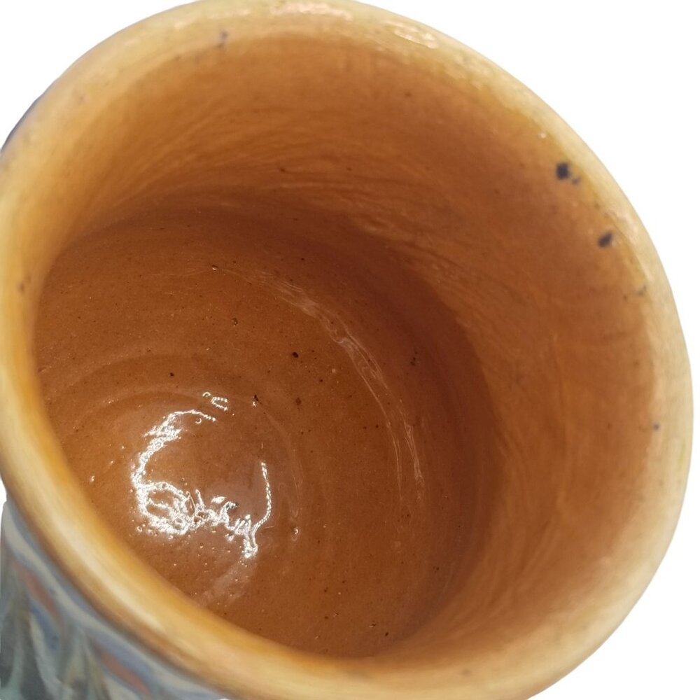 Vintage Stoneware Pottery Mug SIGNED Native American SIGNED Blue Drip Glaze - Picture 9 of 10